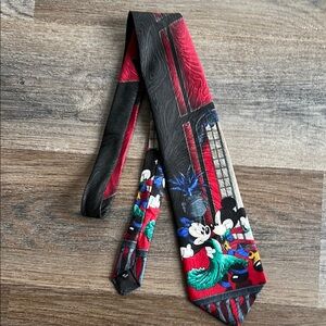 (8) Disney Mickey Mouse Red and Black Tie